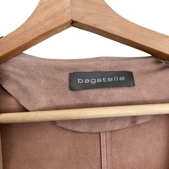 Bagatelle Blush Pink Waterfall Genuine Leather Jacket Fitted Thin Coat XS - Picture 3 of 5